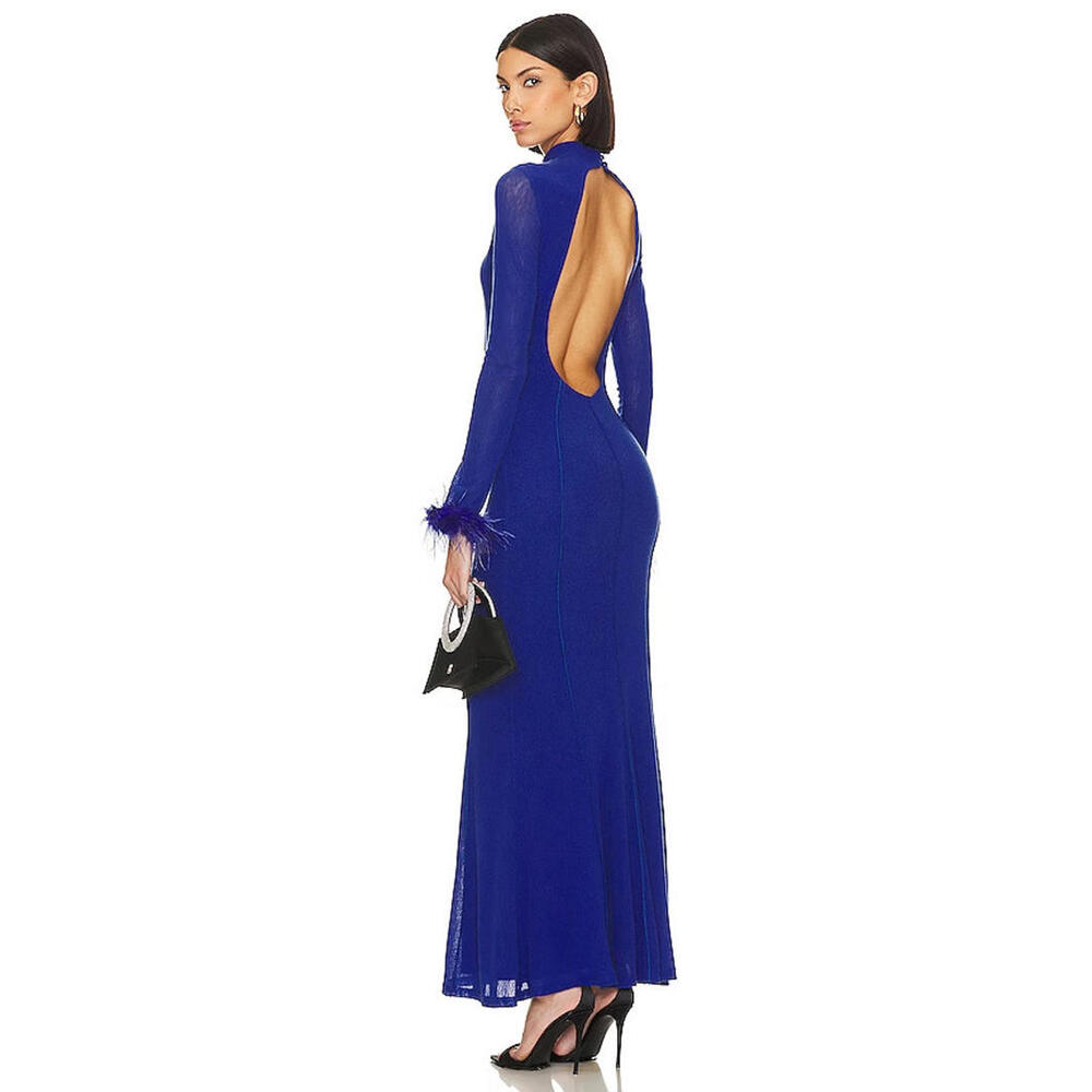NWT Runway The Label Ramoni Maxi Dress sapphire blue size S NWT
